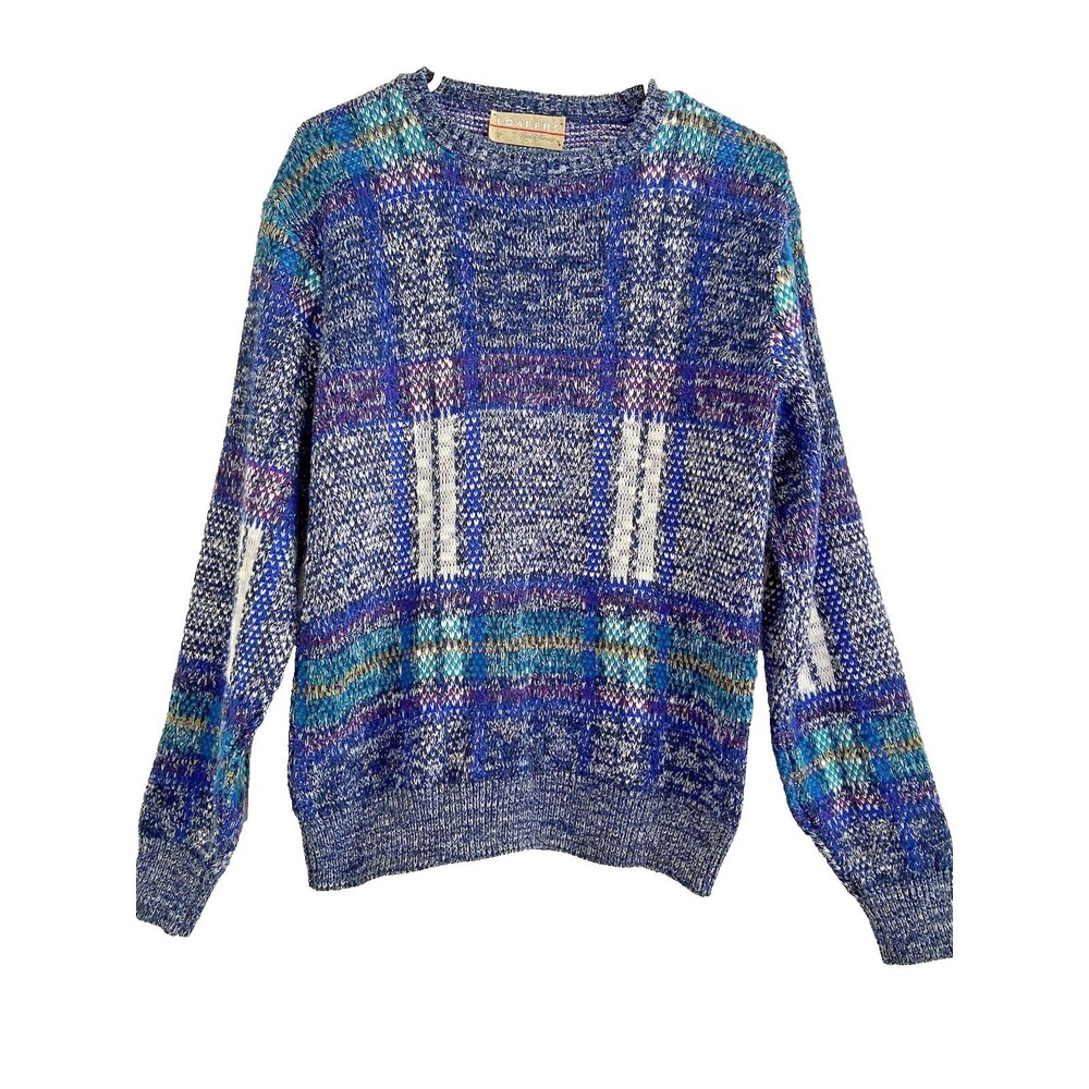Vintage Preppy Pullover Sweater Plaid Crew Neck Men’s M LOAFERS Reed St. James